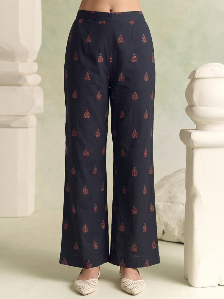 Black Printed Crepe Kurta Set
