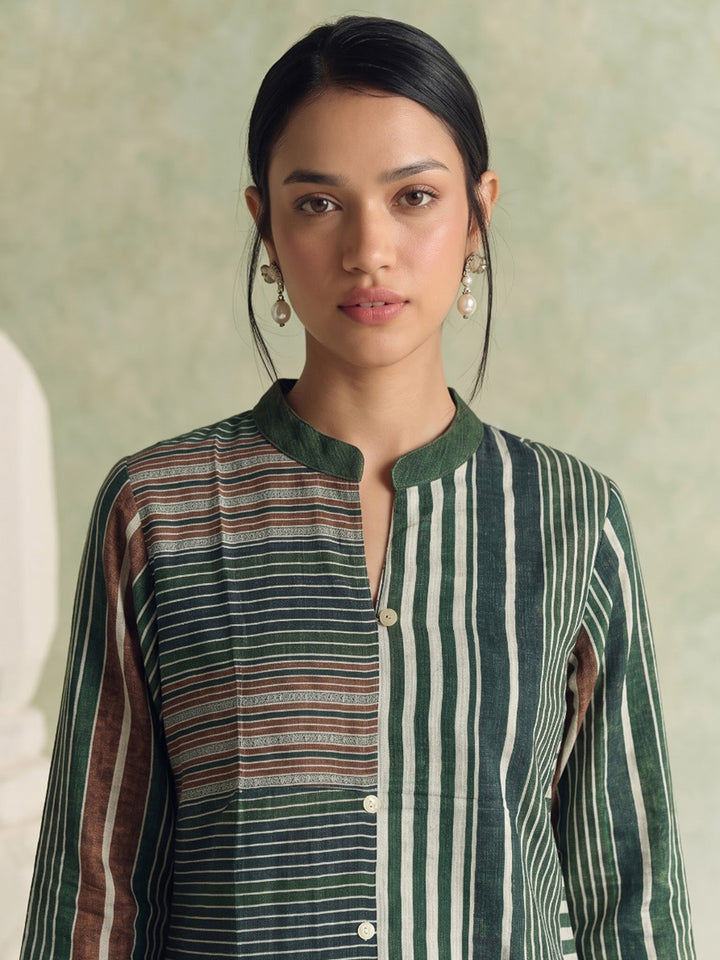 Green Printed Crepe Kurta Set