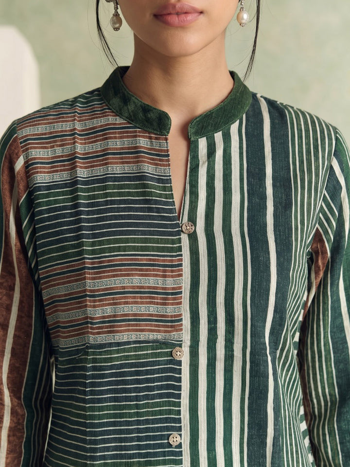 Green Printed Crepe Kurta Set