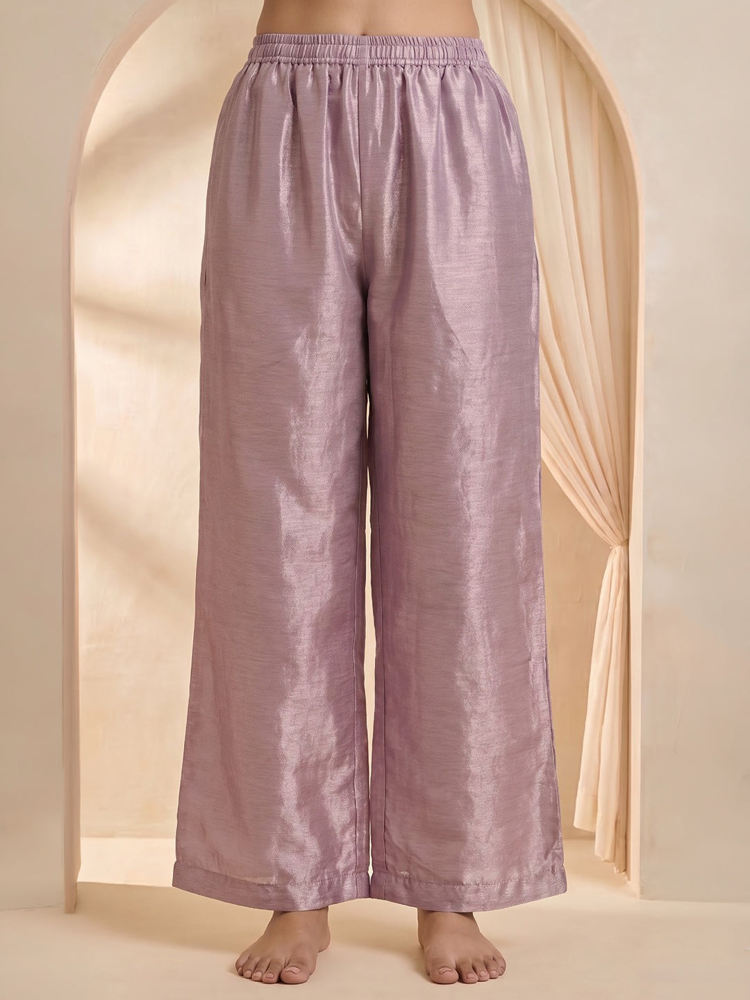 Purple Embroidered Cotton Blend Kurta With Pant &amp; Dupatta