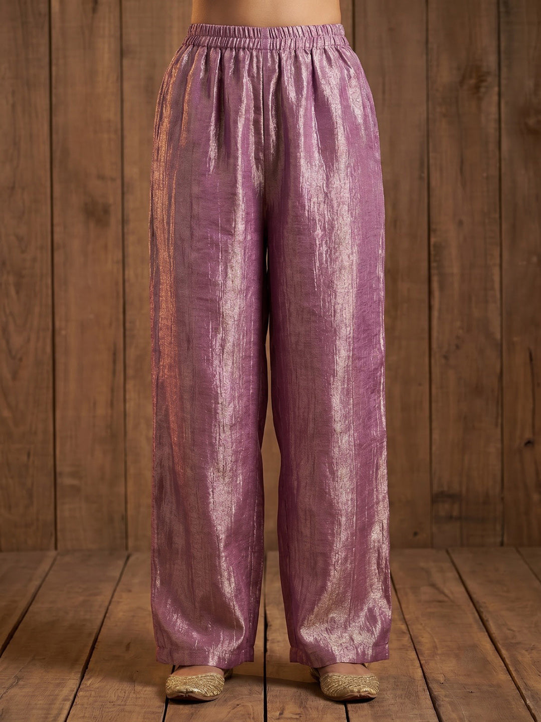 Pink Embroidered Art Silk Kurta With Pant &amp; Dupatta