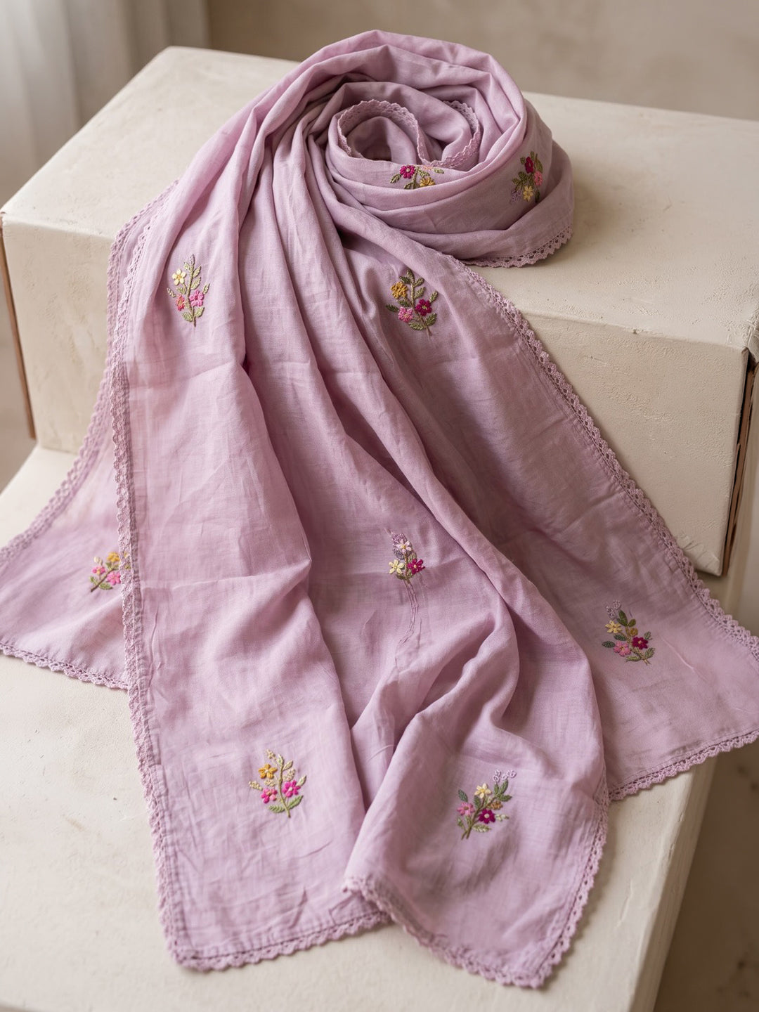 Pink Embroidered Chanderi Kurta With Pant &amp; Dupatta