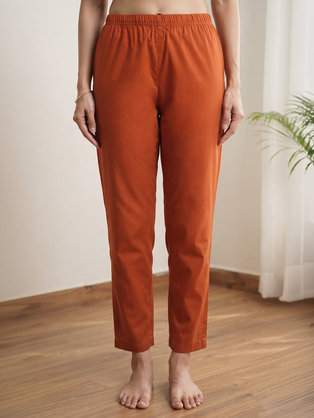Rust Embroidered Chanderi Kurta With Pant &amp; Dupatta