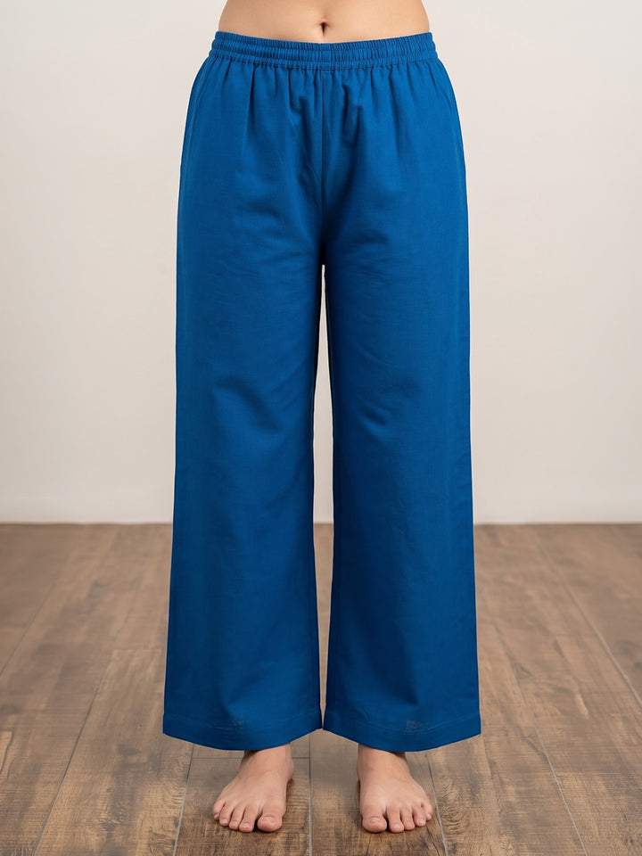 Blue Embroidered Chanderi Kurta With Pant &amp; Dupatta