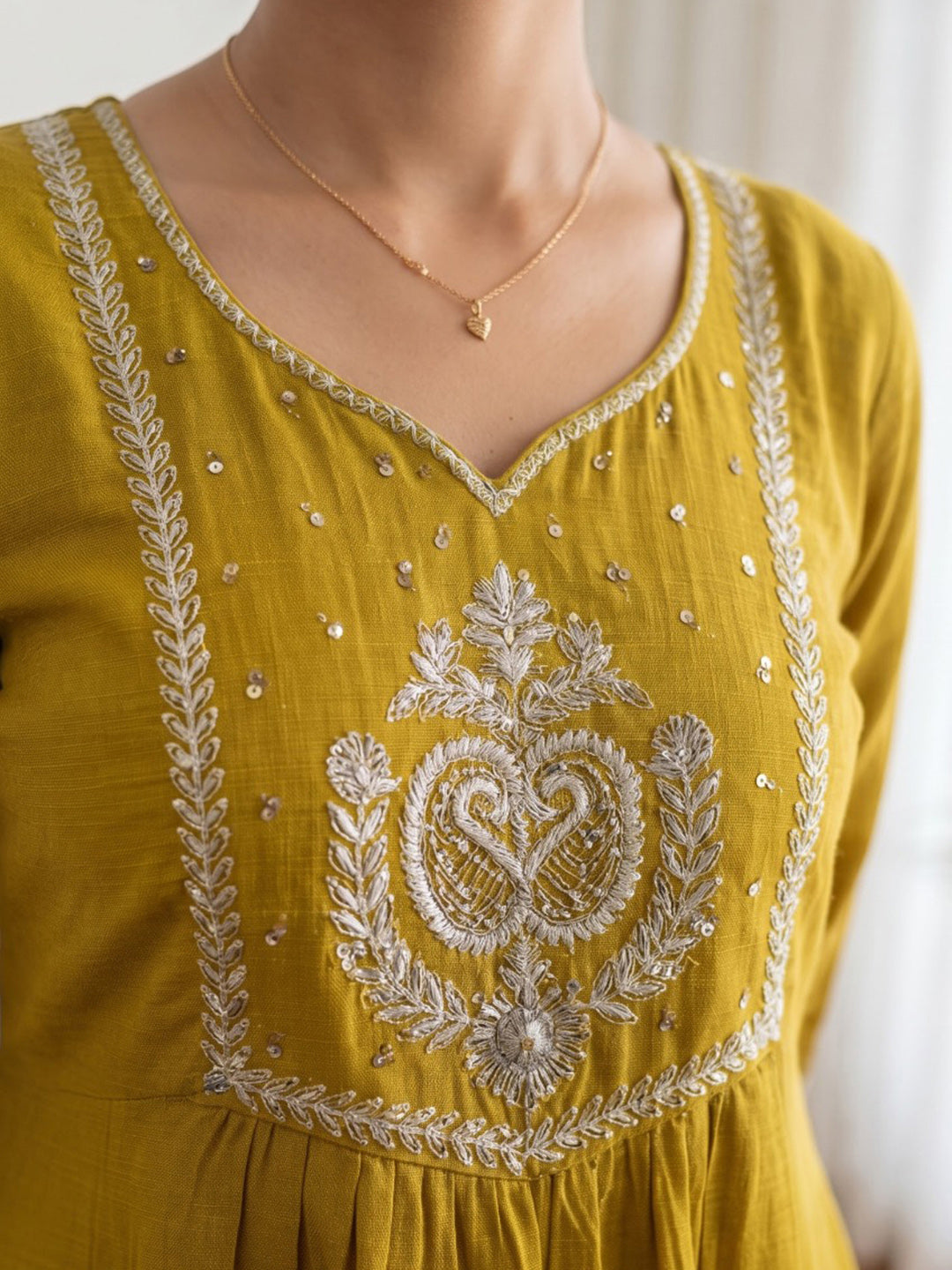 Yellow Printed Cotton Blend Kurta With Pant &amp; Dupatta