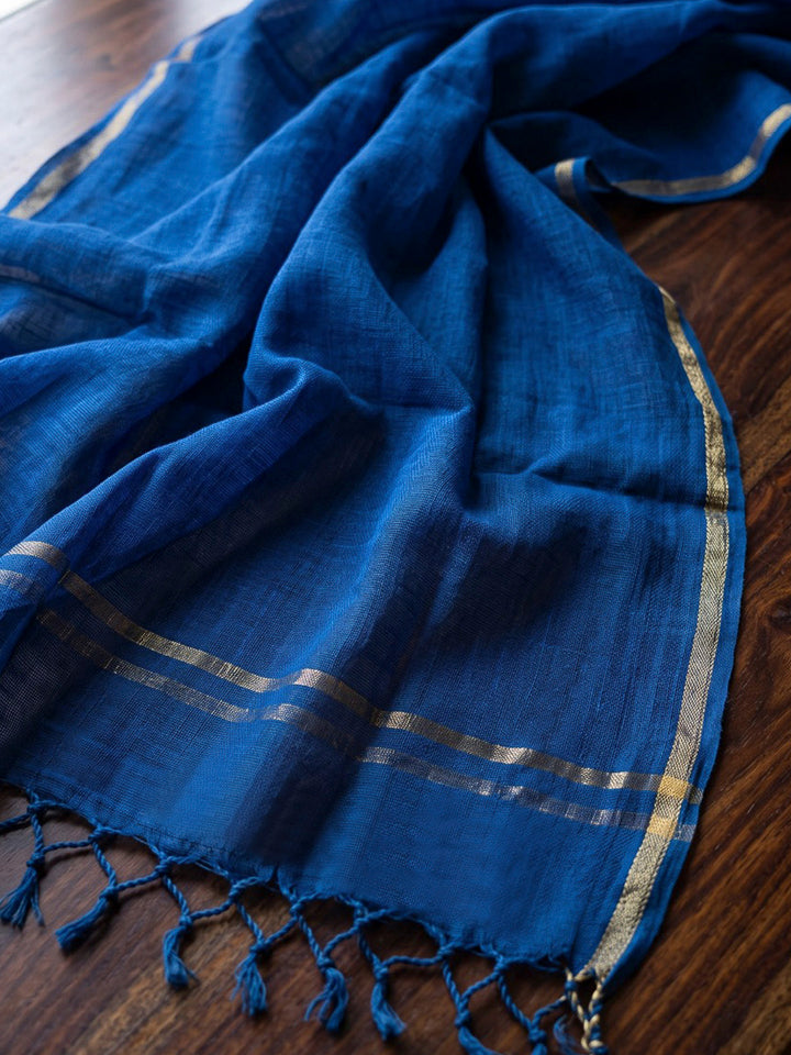 Blue Printed Cotton Blend Kurta With Pant &amp; Dupatta