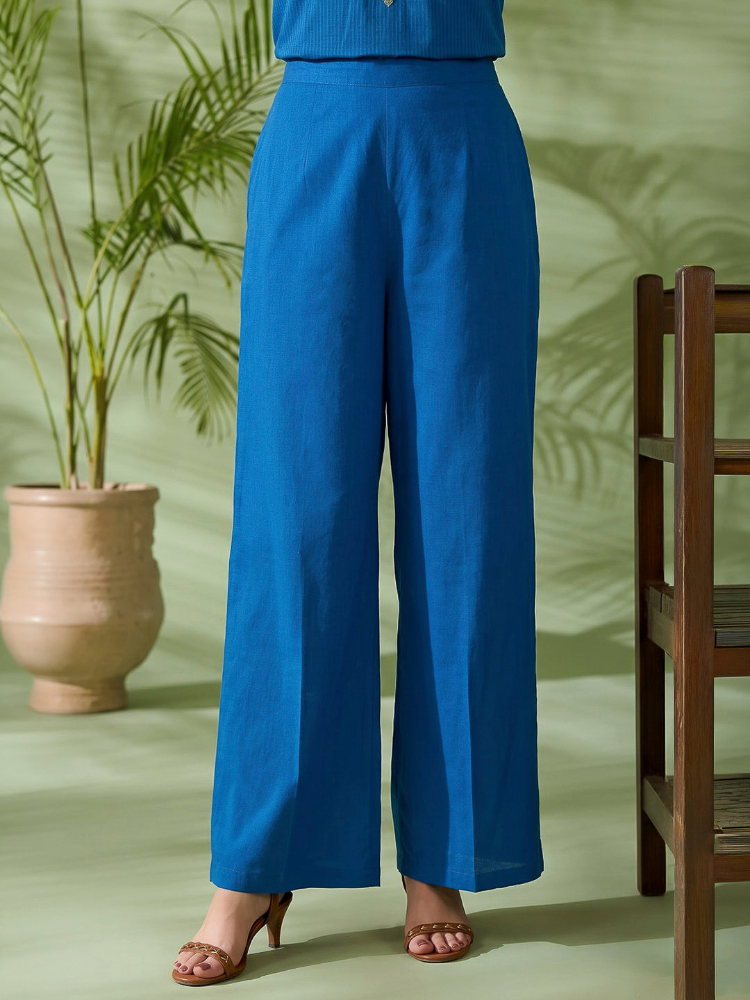 Blue Printed Cotton Blend Kurta With Pant &amp; Dupatta