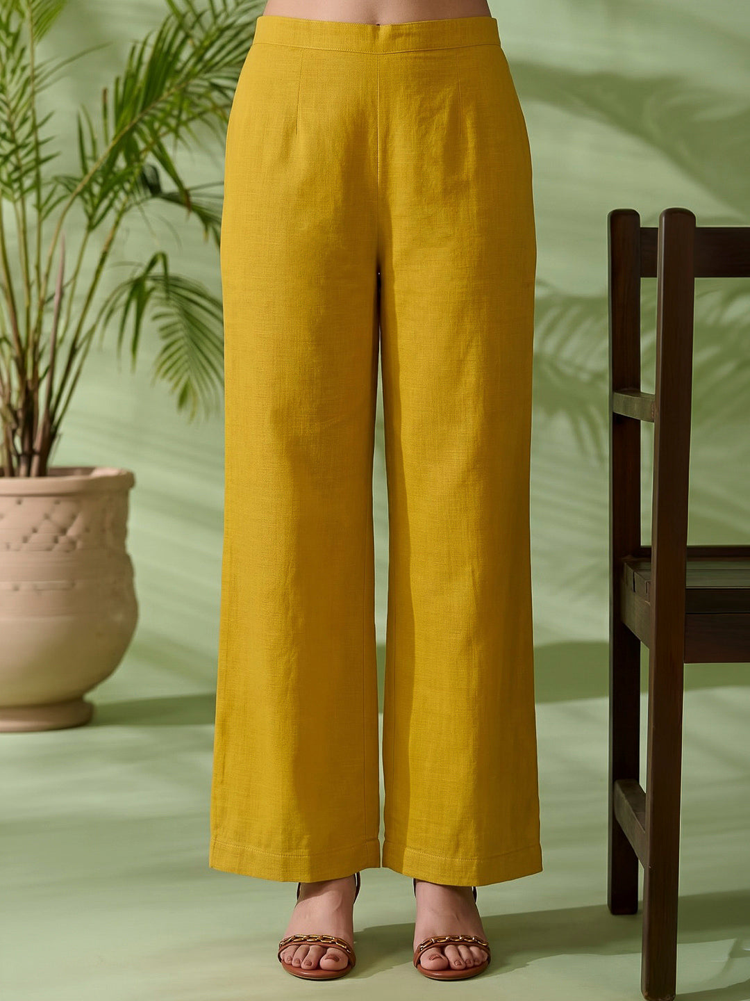 Yellow Printed Cotton Blend Kurta With Pant &amp; Dupatta