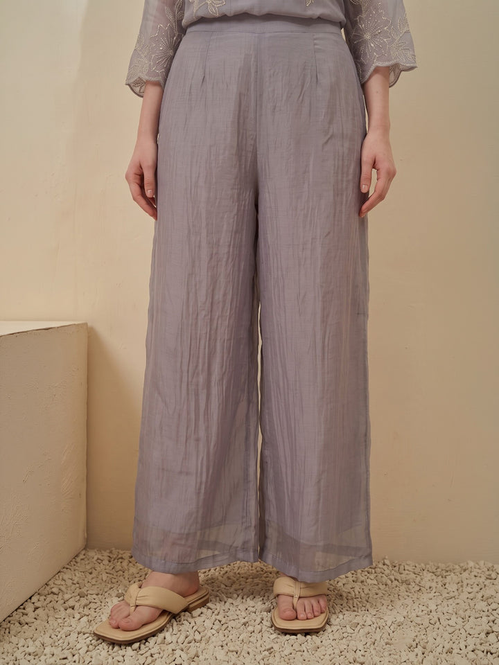 Lavender Printed Tissue Kurta Set