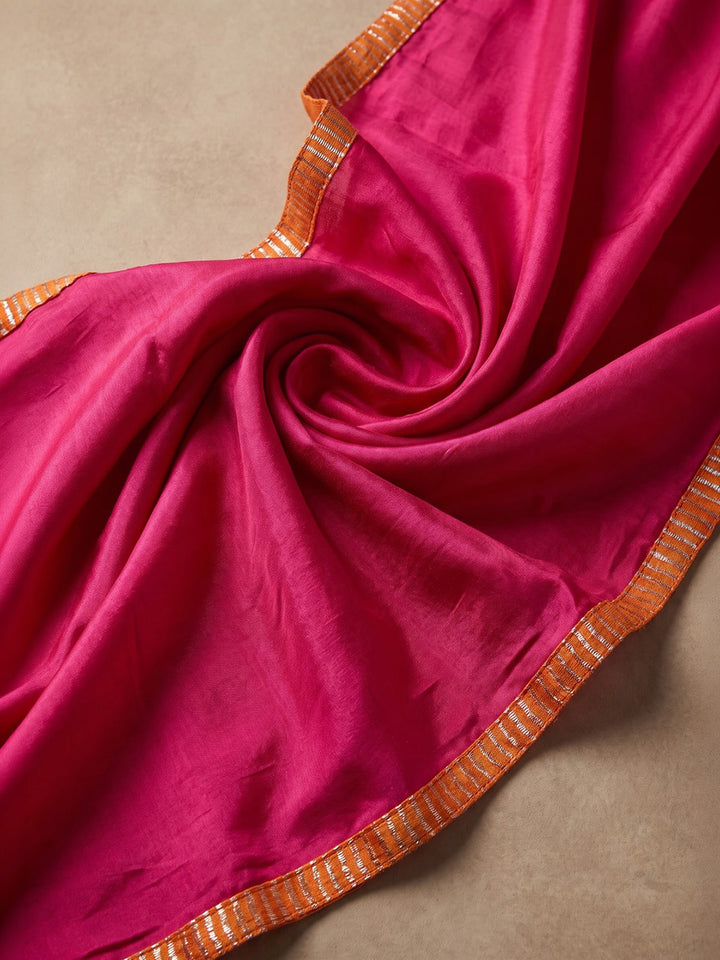 Rani Embroidered Chanderi Kurta With Pant &amp; Dupatta