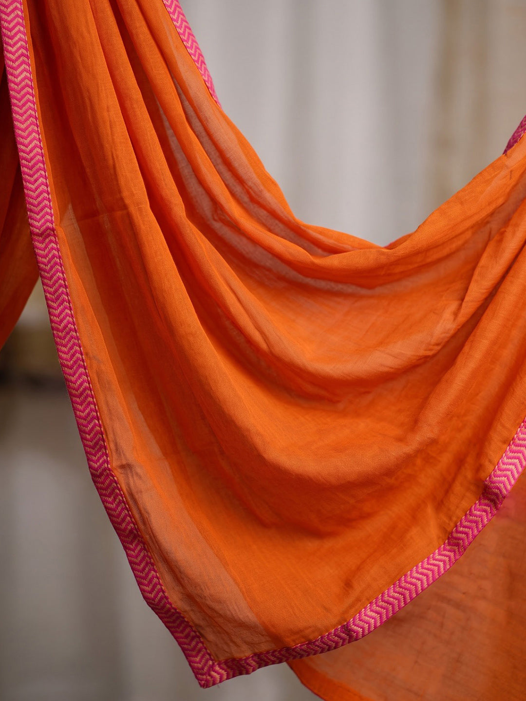Rust Embroidered Chanderi Kurta With Pant &amp; Dupatta