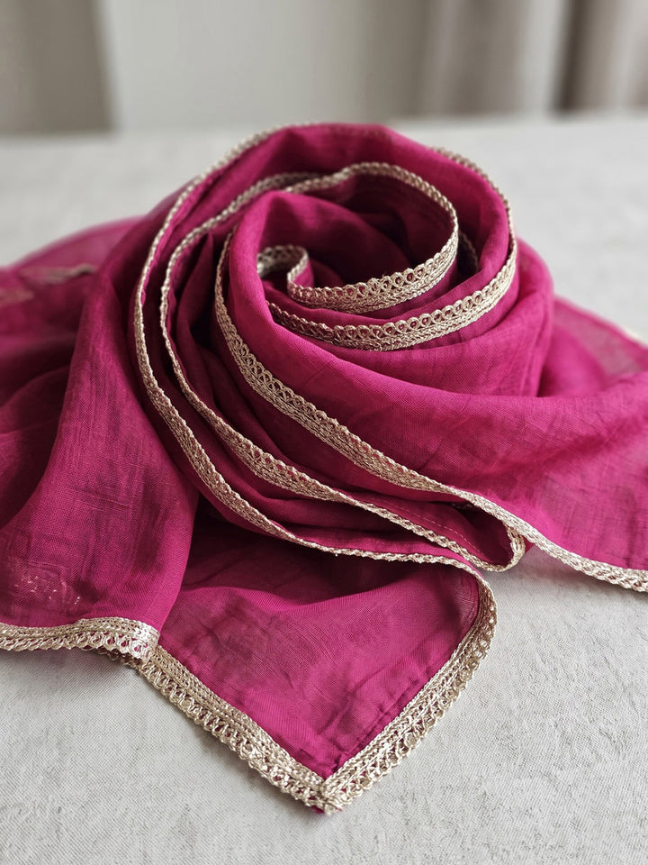 Maroon Embroidered Cotton Blend Kurta With Pant &amp; Dupatta