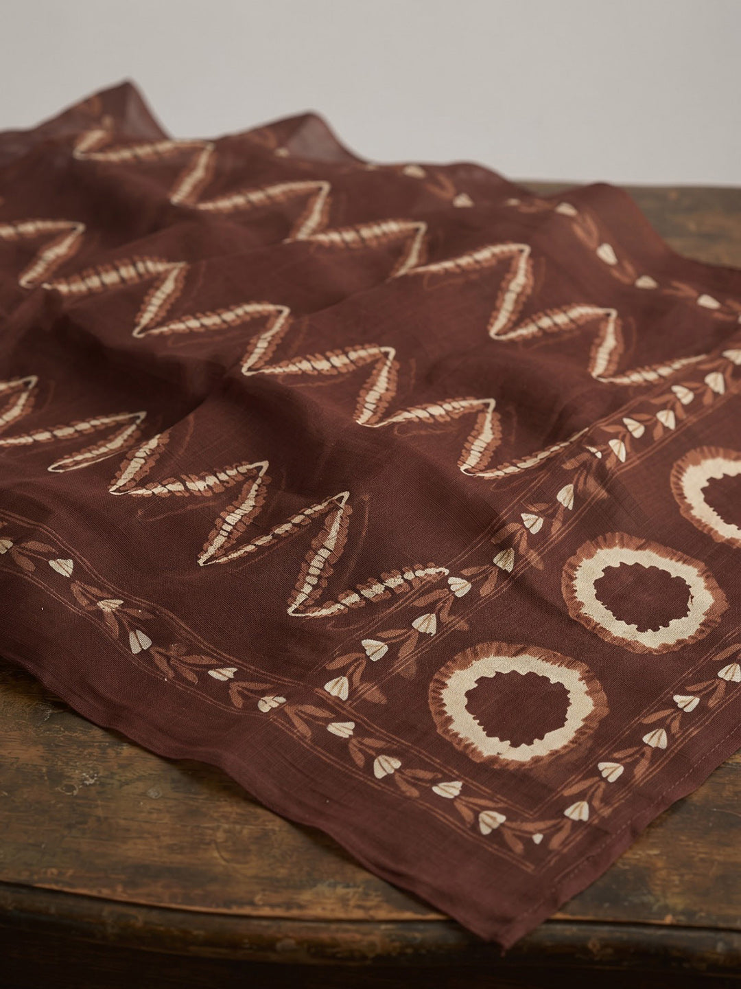 Brown Printed Cotton Blend Kurta With Pant &amp; Dupatta