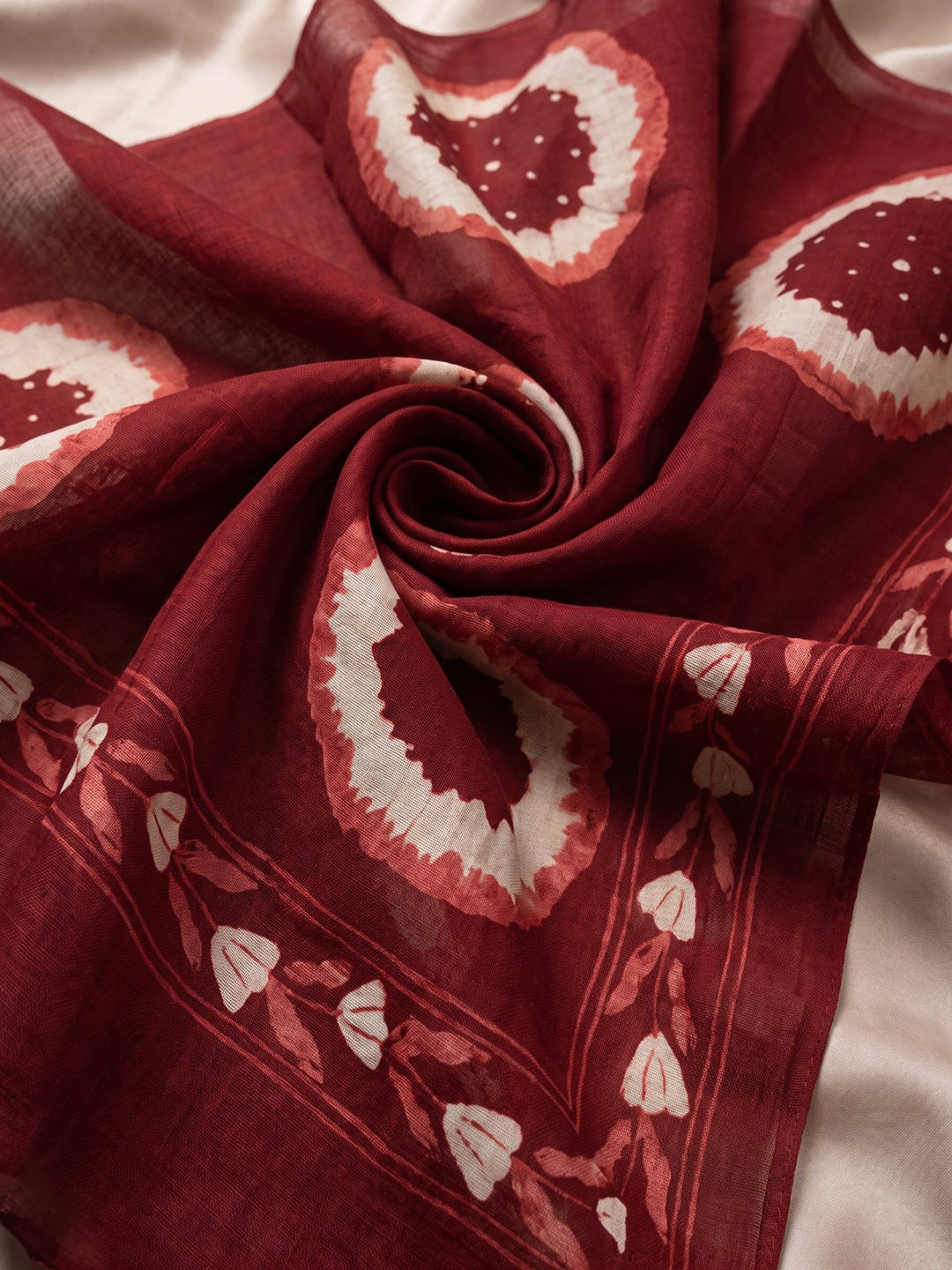 Maroon Printed Cotton Blend Kurta With Pant &amp; Dupatta