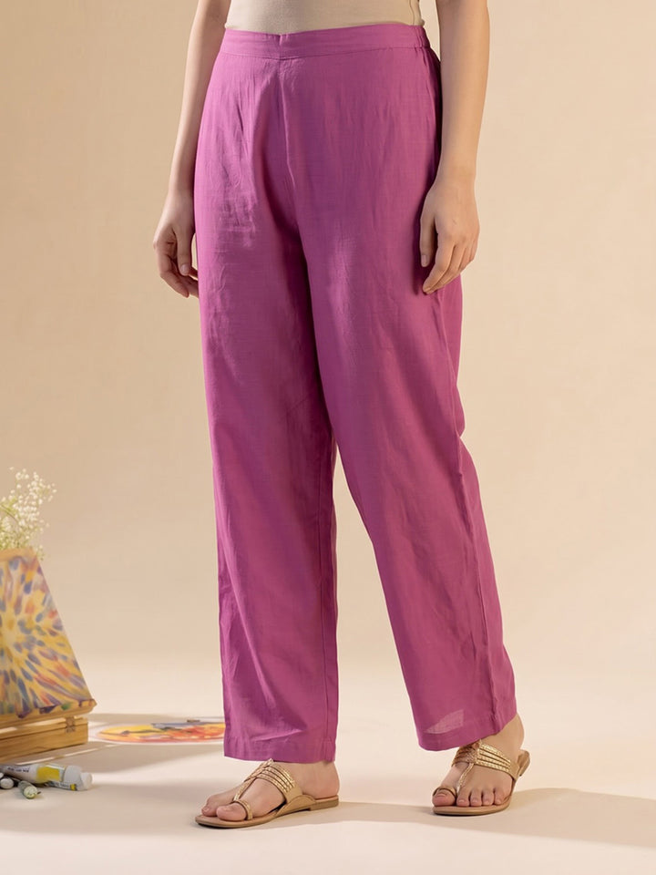 Hot Pink Printed Chanderi Kurta With Pant &amp; Dupatta