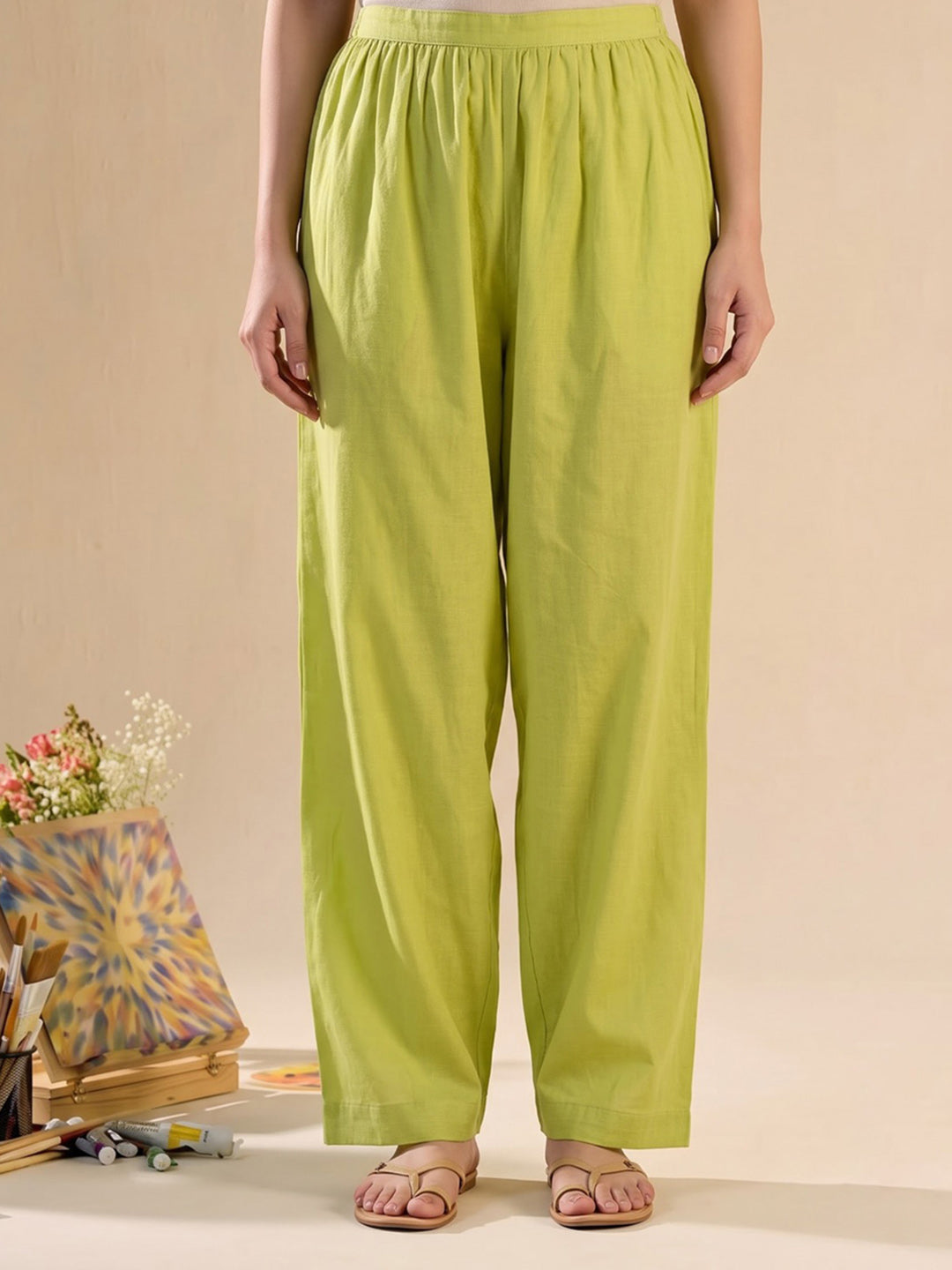 Lemon Printed Chanderi Kurta With Pant &amp; Dupatta