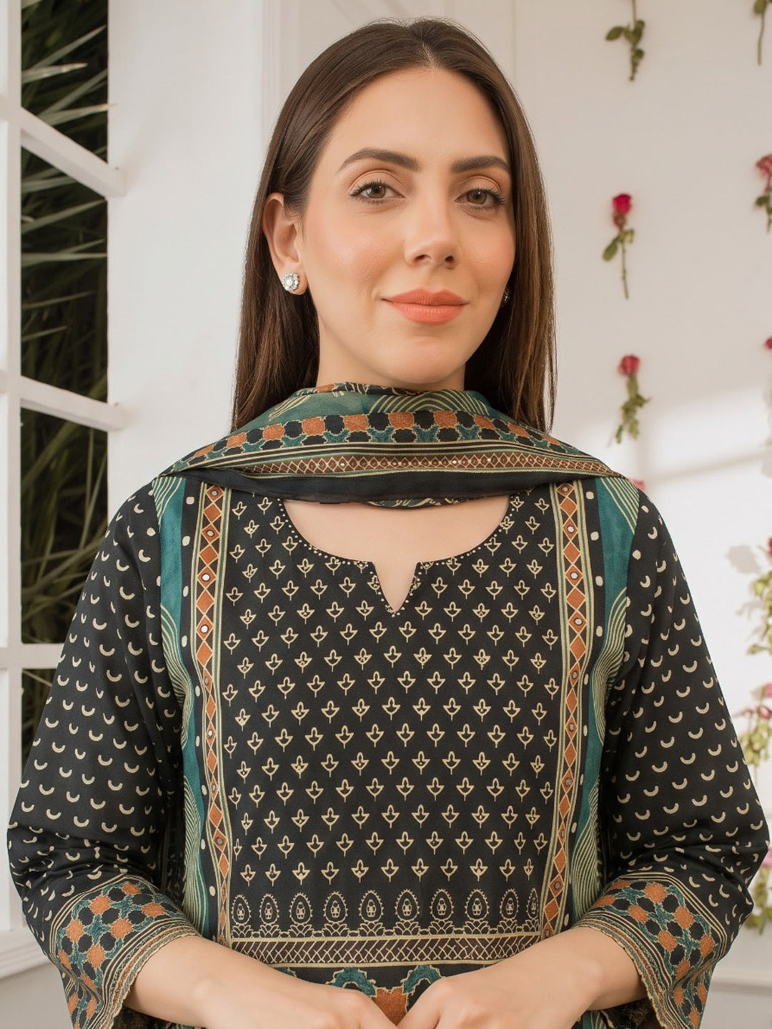 Blue Printed Cotton Blend Kurta With Pant &amp; Dupatta