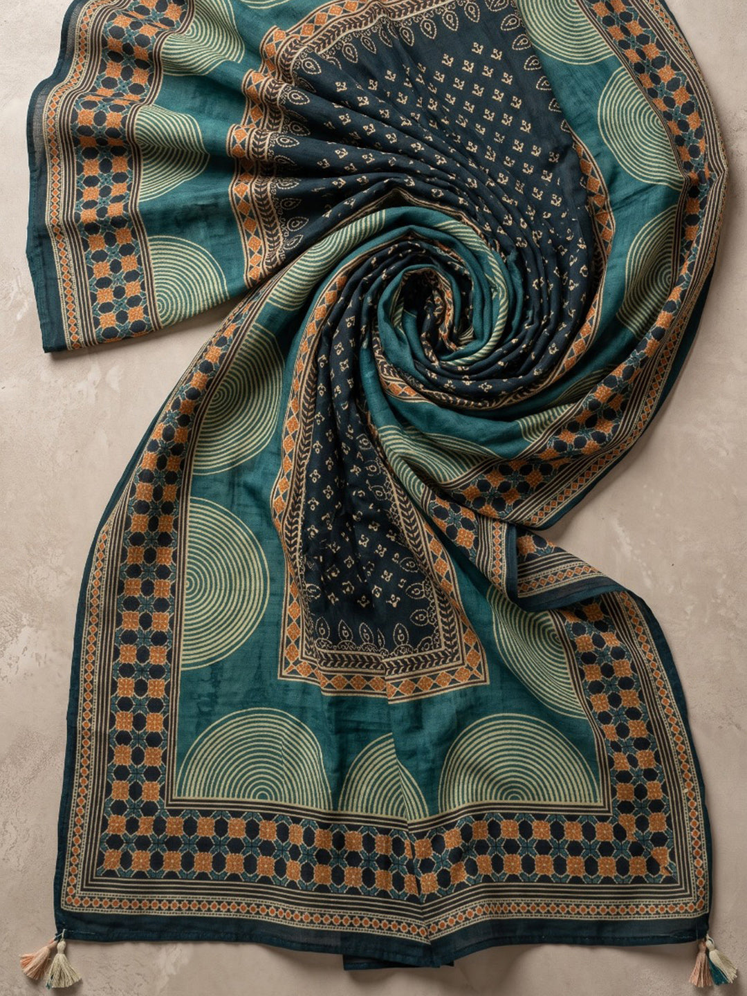 Blue Printed Cotton Blend Kurta With Pant &amp; Dupatta