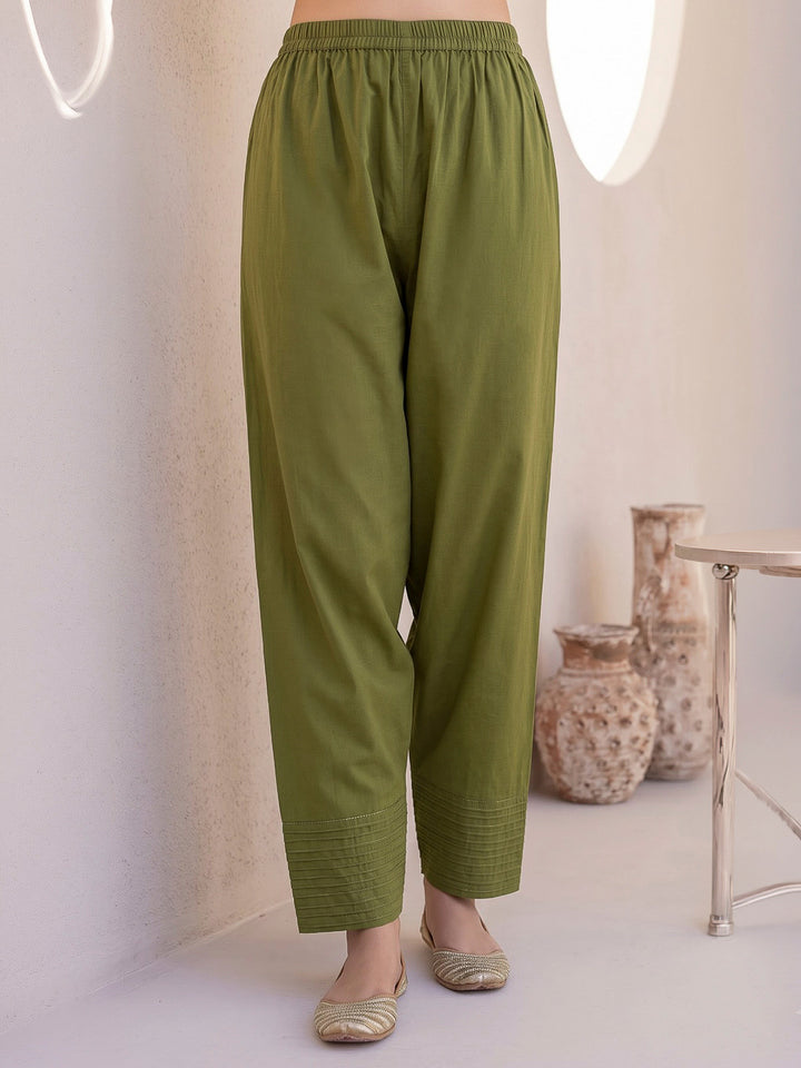 Green Printed Cotton Blend Kurta With Pant &amp; Dupatta