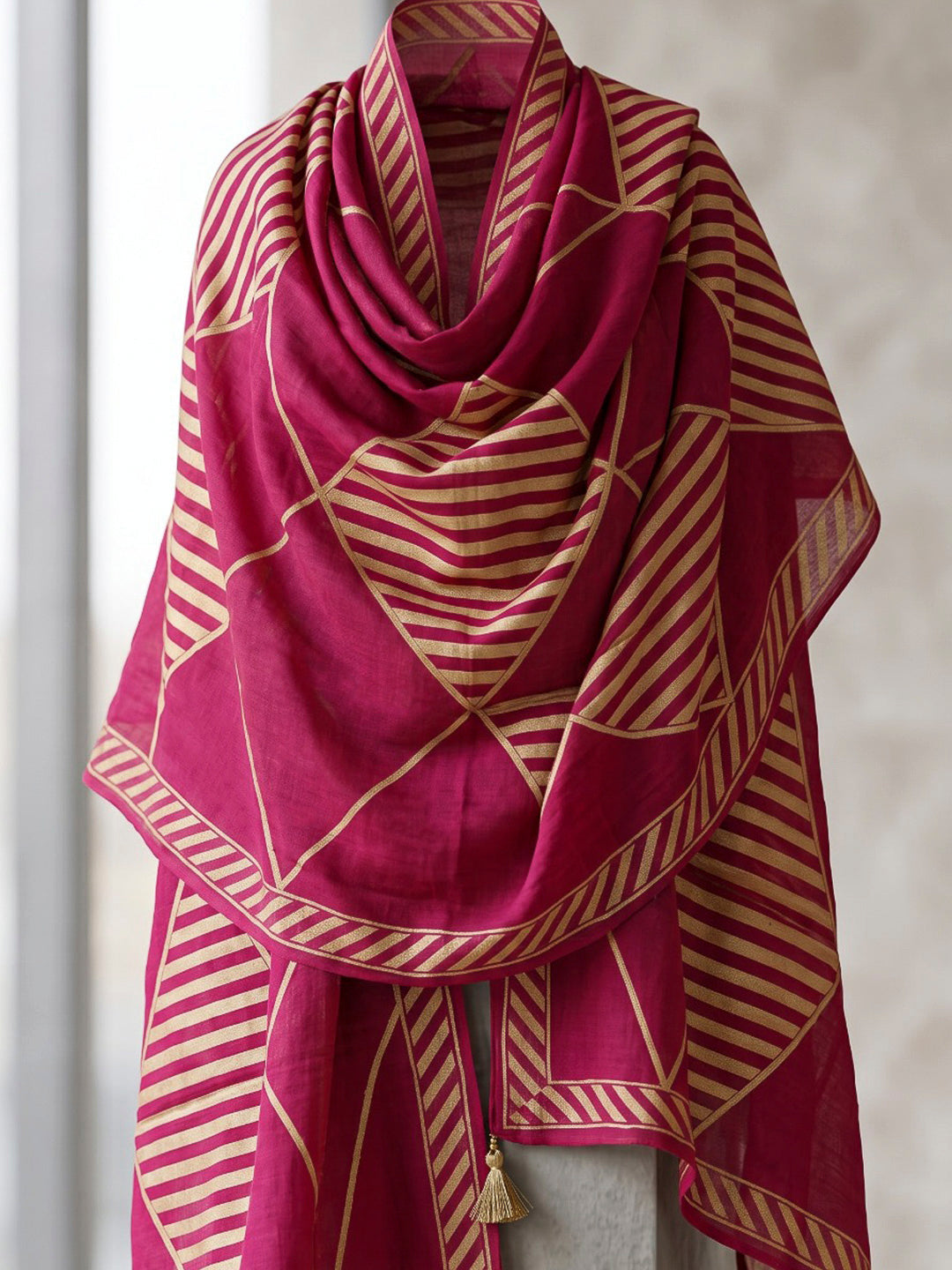 Pink Printed Cotton Blend Kurta With Pant &amp; Dupatta