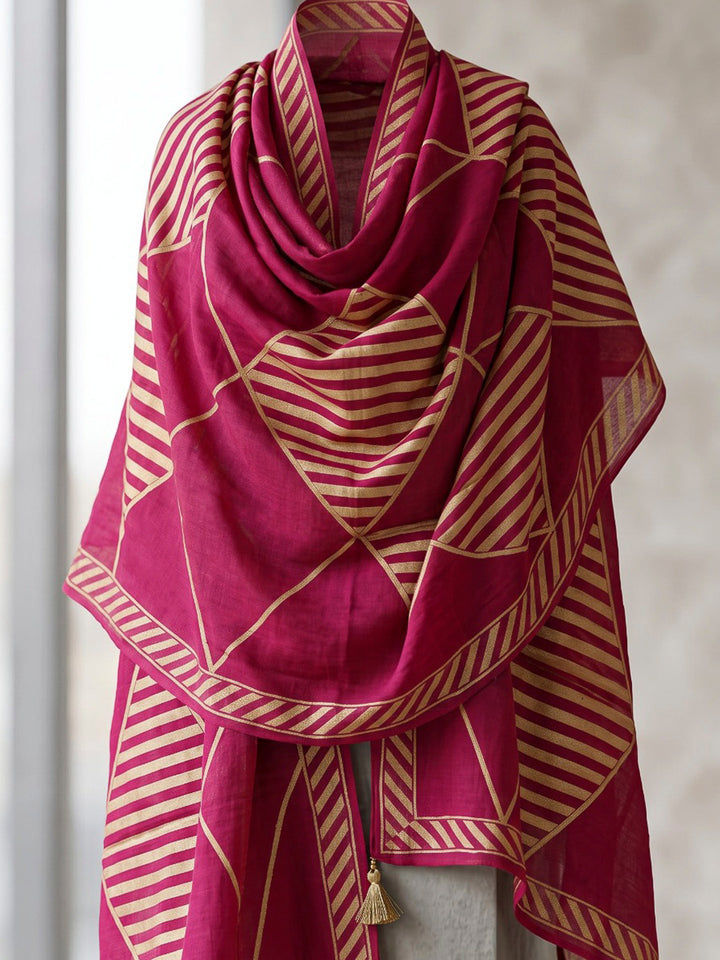 Pink Printed Cotton Blend Kurta With Pant &amp; Dupatta