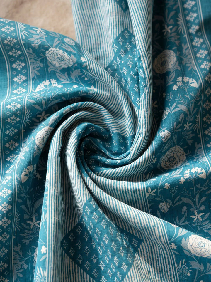 Rama Green Printed Cotton Blend Kurta With Pant &amp; Dupatta