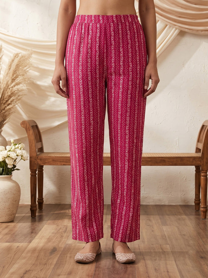 Maroon Printed Cotton Blend Kurta With Pant &amp; Dupatta