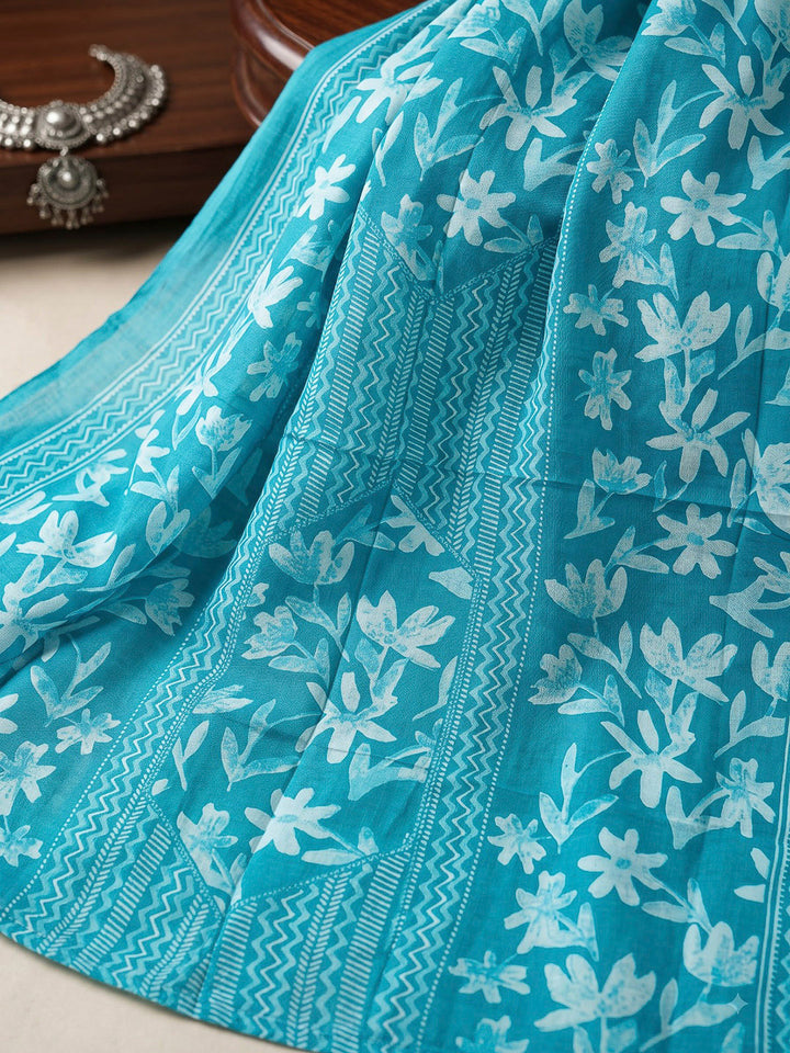 Rama Green Printed Cotton Blend Kurta With Pant &amp; Dupatta