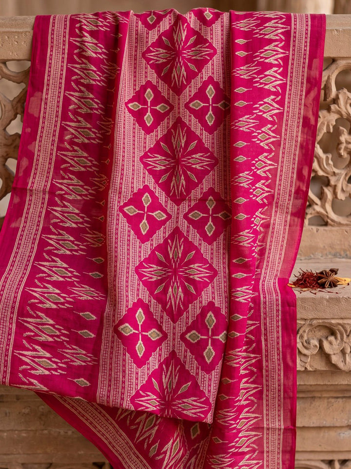 Rani Printed Cotton Blend Kurta With Pant &amp; Dupatta