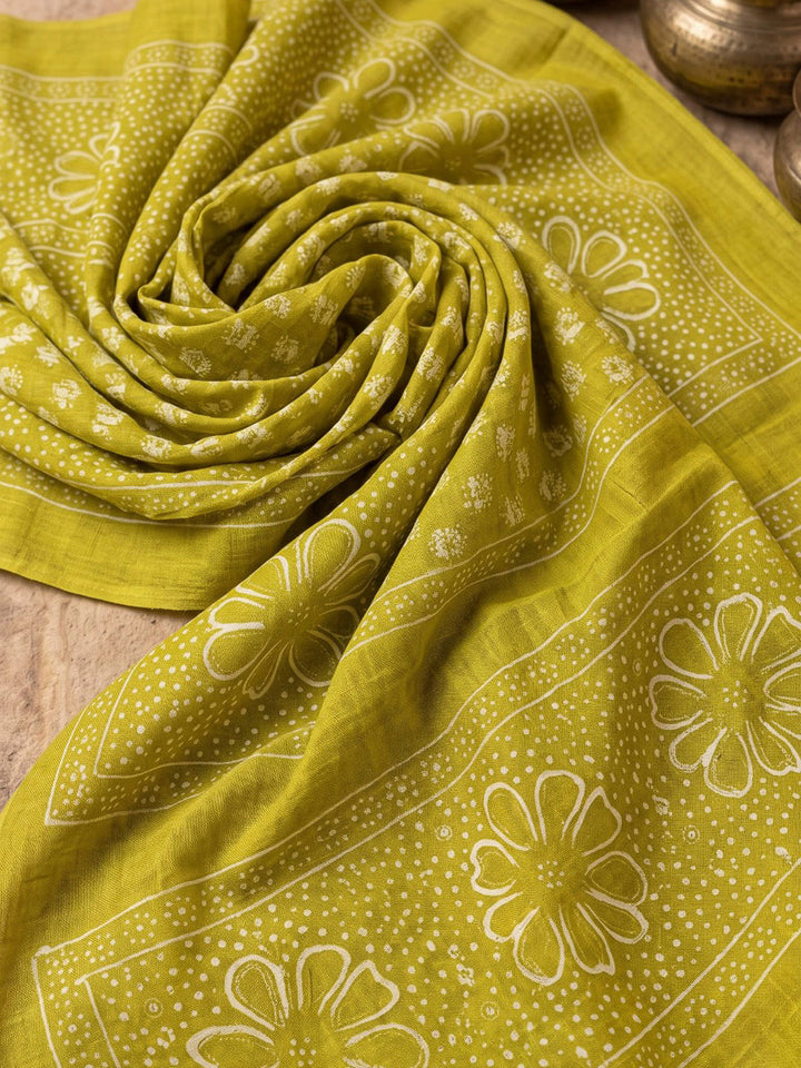 Green Printed Cotton Blend Kurta With Pant &amp; Dupatta