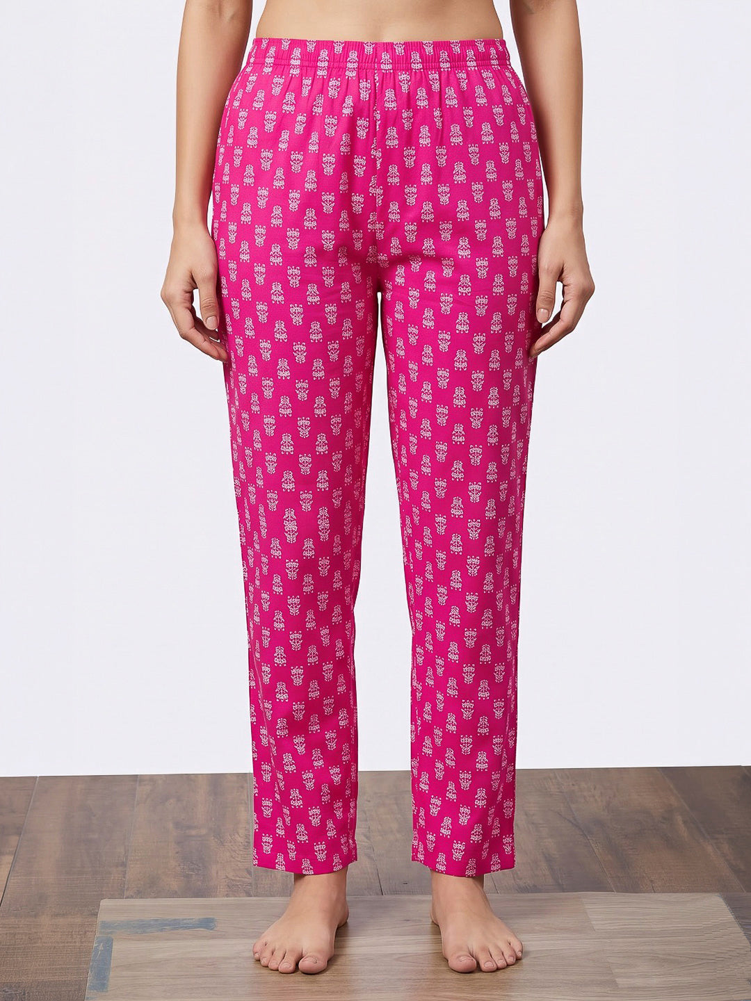 Pink Printed Cotton Blend Kurta With Pant &amp; Dupatta