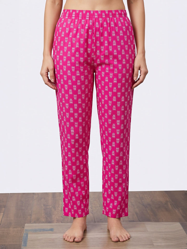 Pink Printed Cotton Blend Kurta With Pant &amp; Dupatta