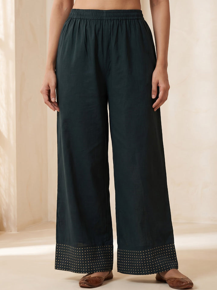 Black Embroidered Cotton Blend Kurta With Pant &amp; Dupatta