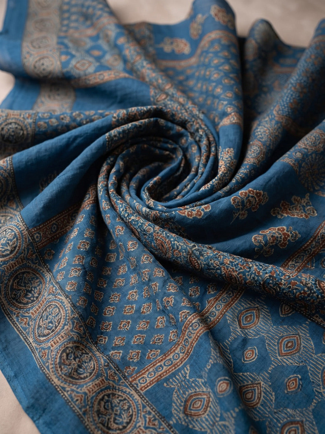 Blue Embroidered Cotton Blend Kurta With Pant &amp; Dupatta
