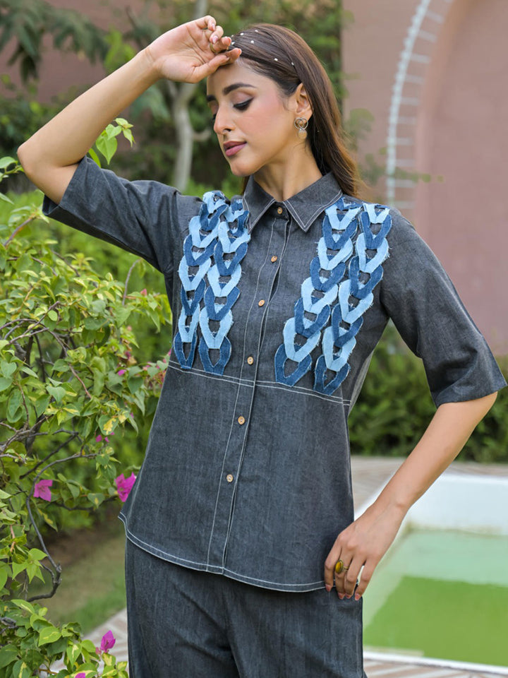 Blue Printed Cotton Blend Kurta Set