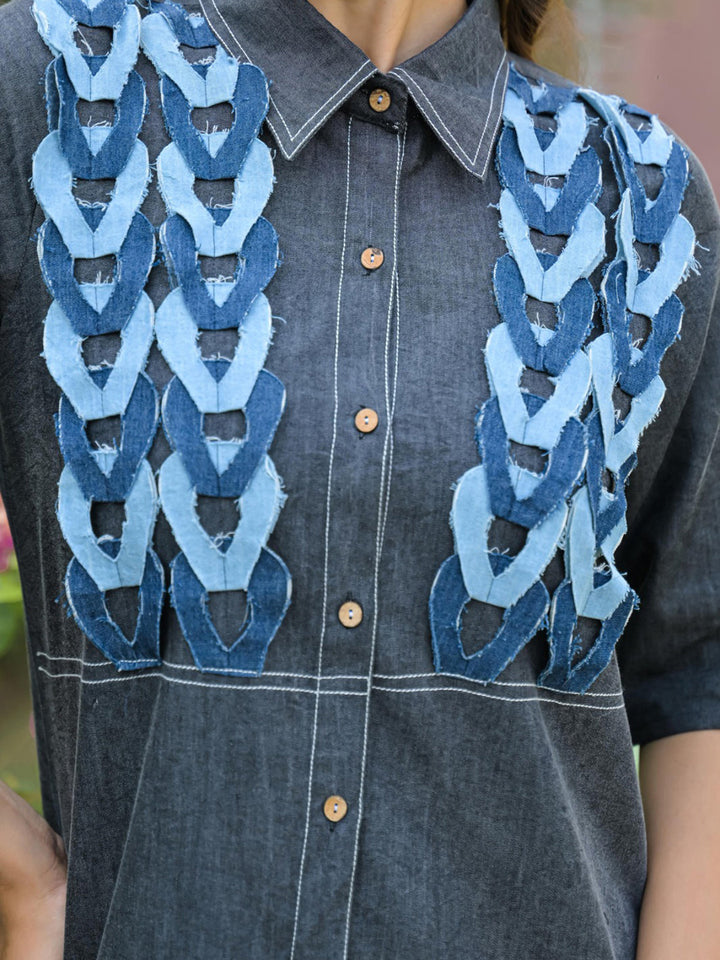 Blue Printed Cotton Blend Kurta Set