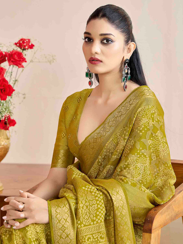Green Art Silk Printed Saree