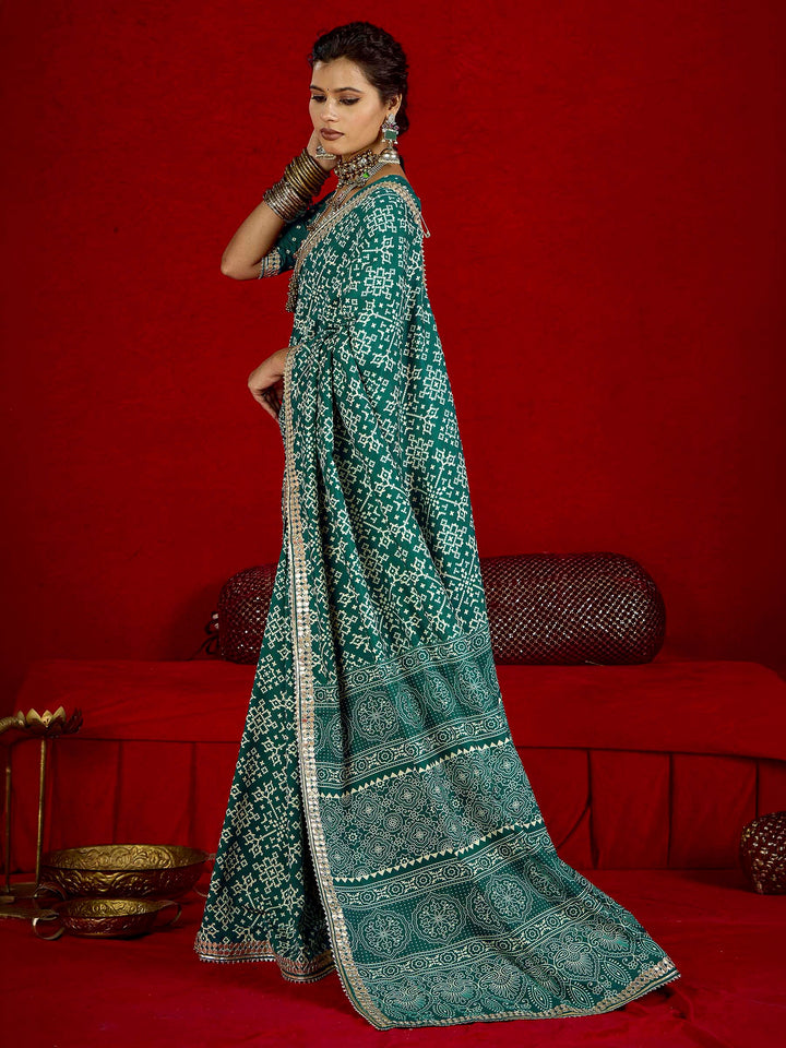 Firozee Dola Silk Printed Saree