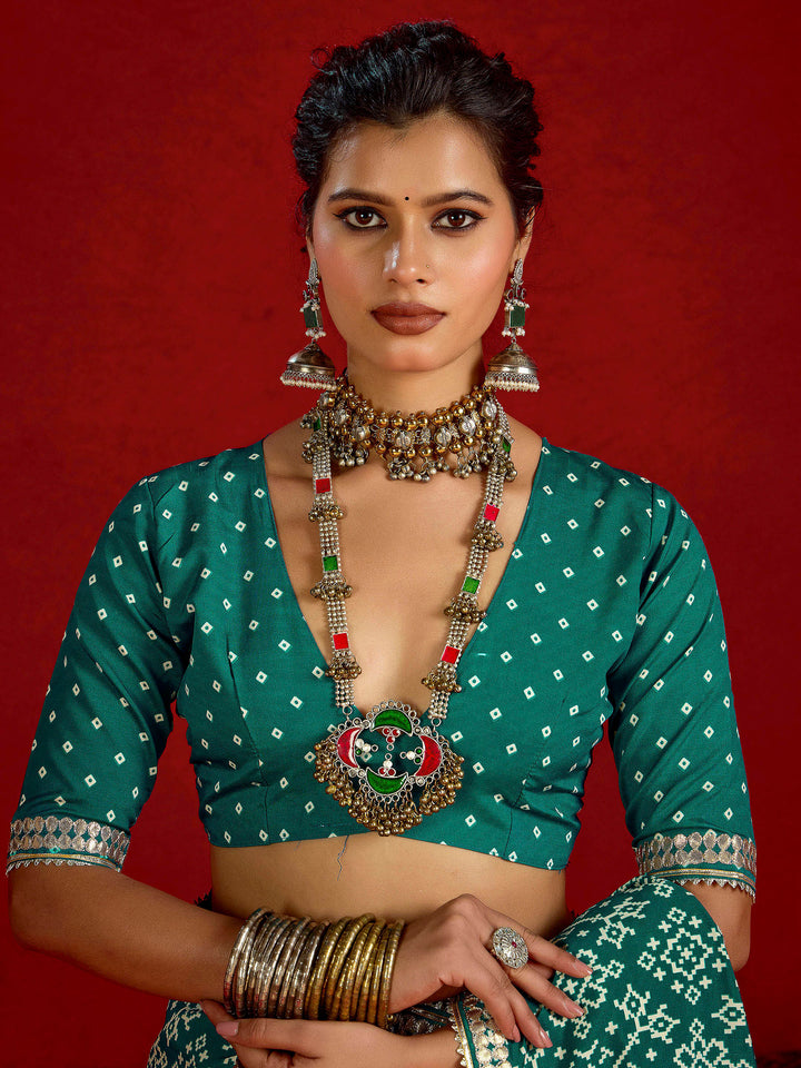 Firozee Dola Silk Printed Saree