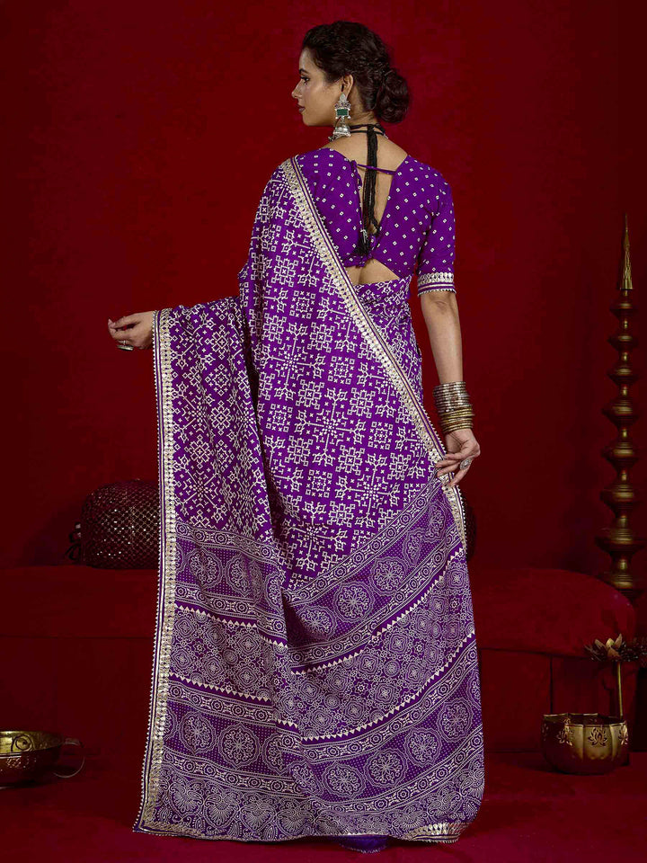 Purple Dola Silk Printed Saree