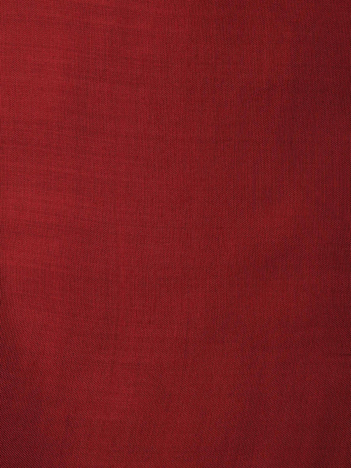 Maroon Art Silk Printed Unstitched Dress Material