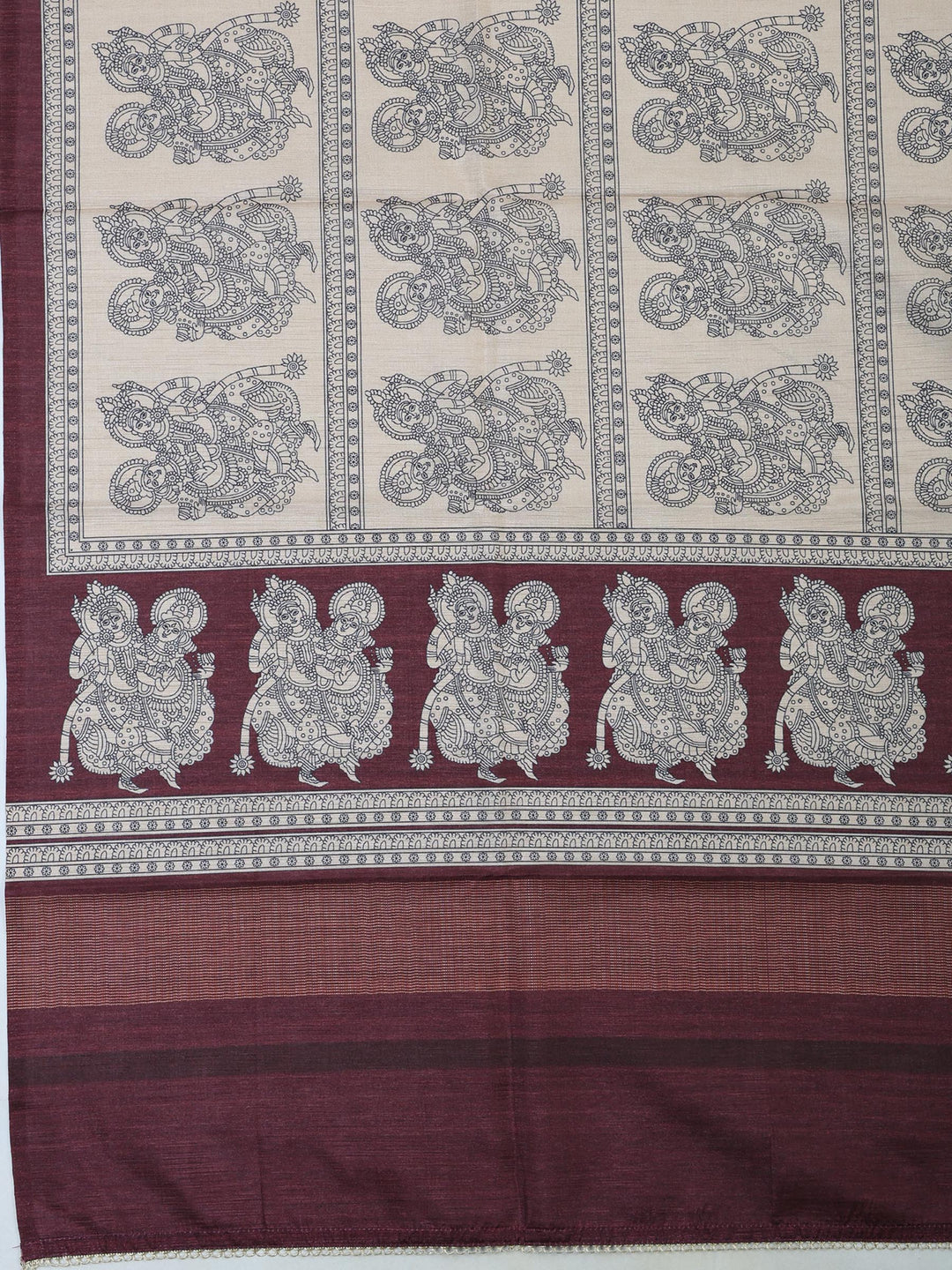 Wine Art Silk Printed Unstitched Dress Material