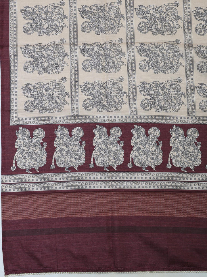 Wine Art Silk Printed Unstitched Dress Material