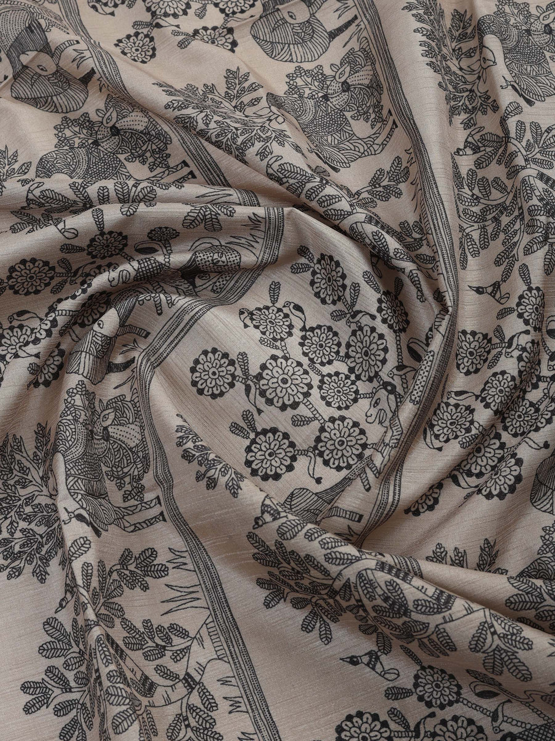 Maroon Art Silk Printed Unstitched Dress Material