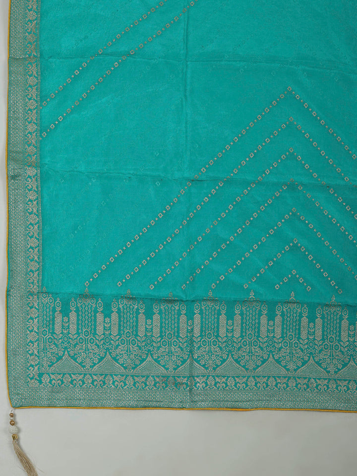 Mustard Chanderi Embroidered Unstitched Dress Material