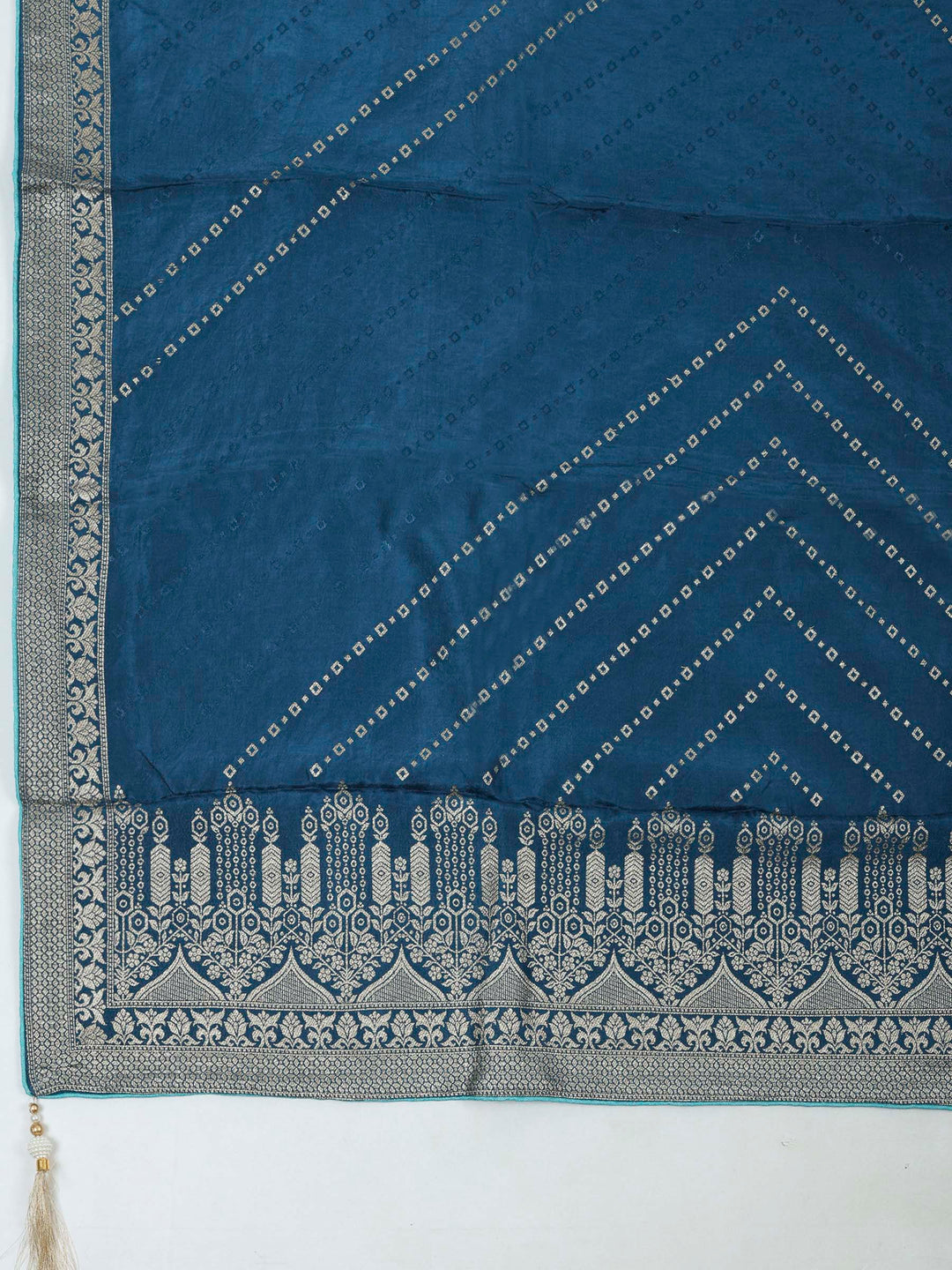 Sea Green Chanderi Embroidered Unstitched Dress Material