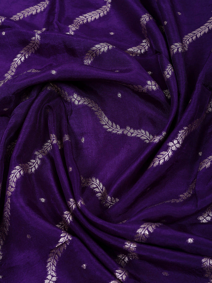 Purple Chanderi Embroidered Unstitched Dress Material