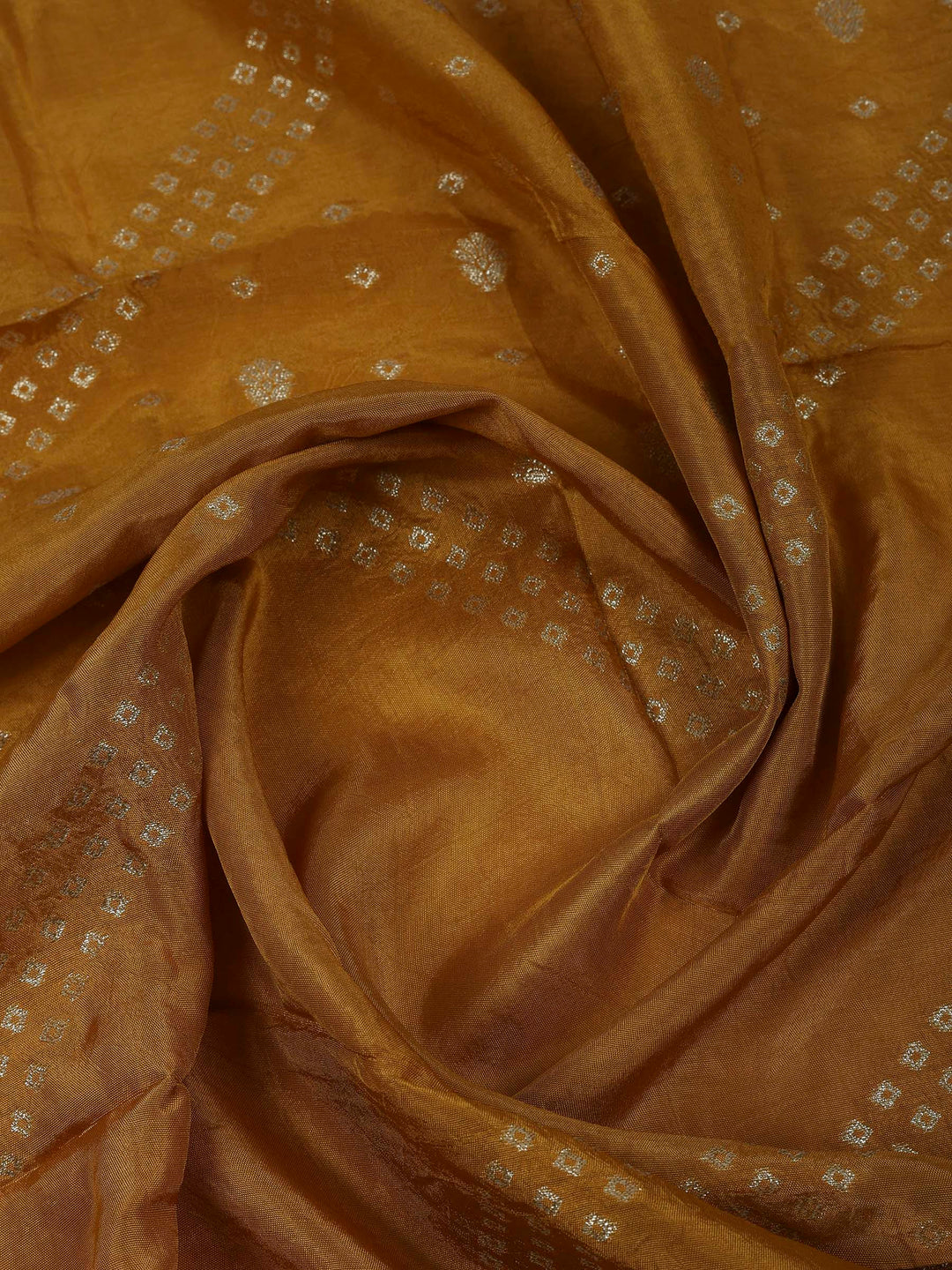Mustard Chanderi Embroidered Unstitched Dress Material