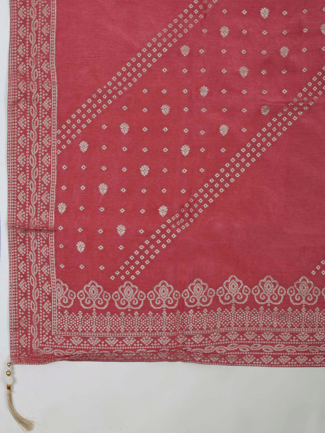 Onion Pink Chanderi Embroidered Unstitched Dress Material