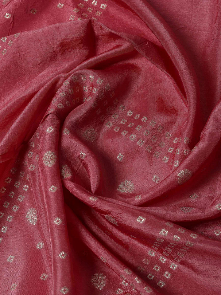 Onion Pink Chanderi Embroidered Unstitched Dress Material